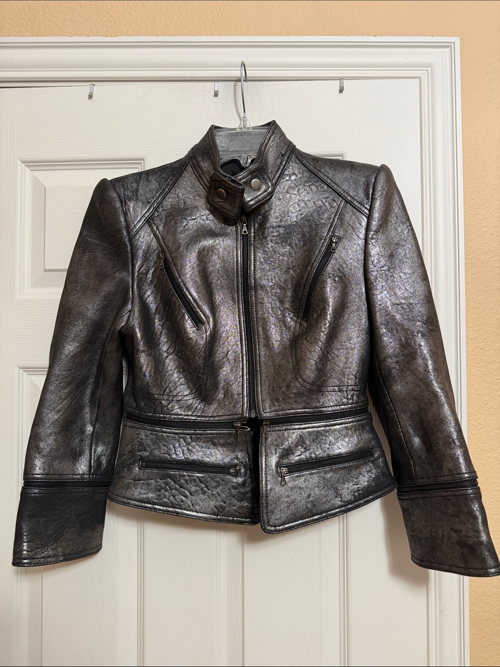Robert Rodriguez Metallic Leather Zip Jacket - Flawed